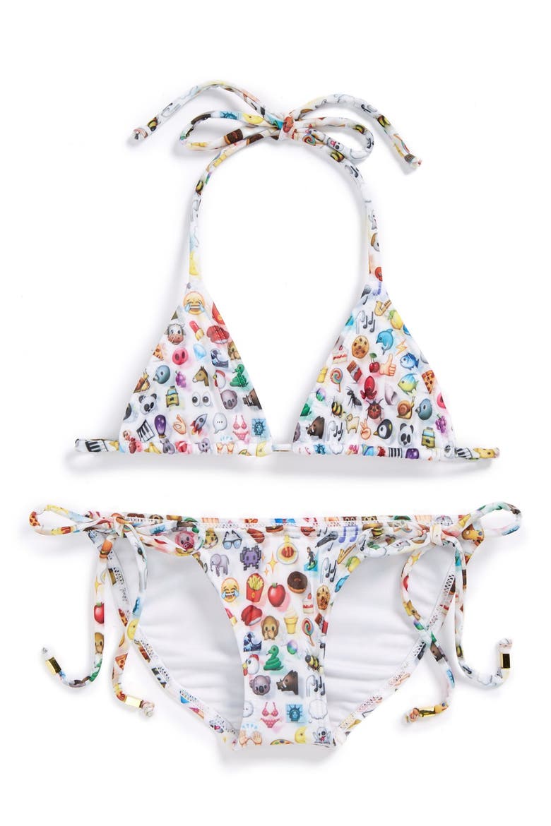'Emoji' Two-Piece Swimsuit, Main, color, EMOJI