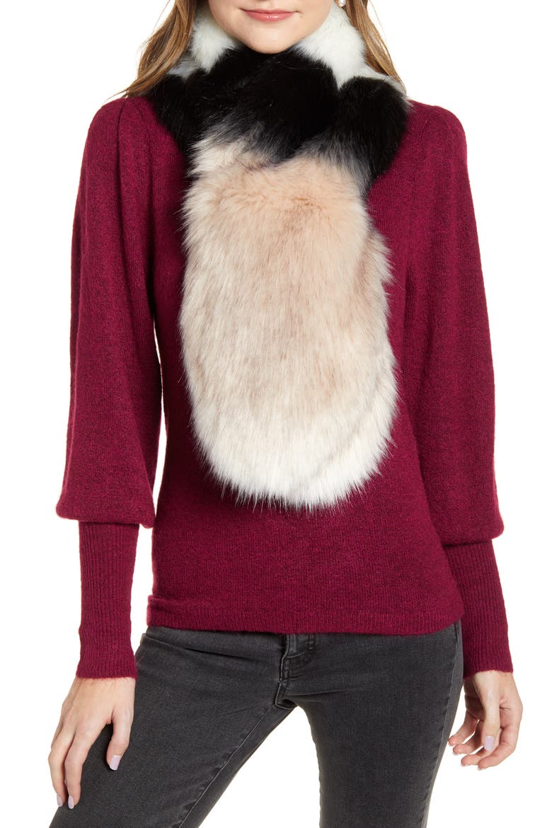 Faux Fur Scarf, Main, color, IVORY COMBO