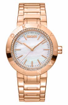 Crystal Embellished Three Hand Quartz Bracelet Watch, 36mm