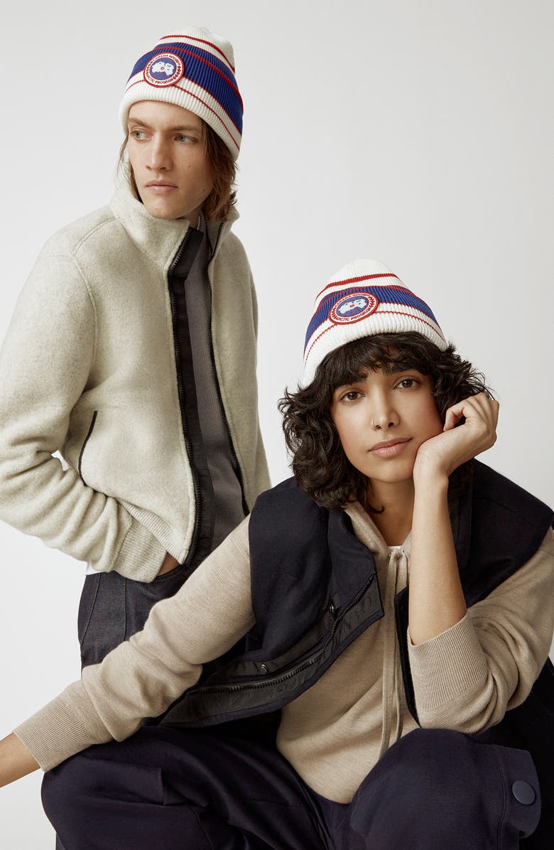 Canada Goose Arctic Heritage Stripe Merino Wool Toque Beanie, Alternate, color,