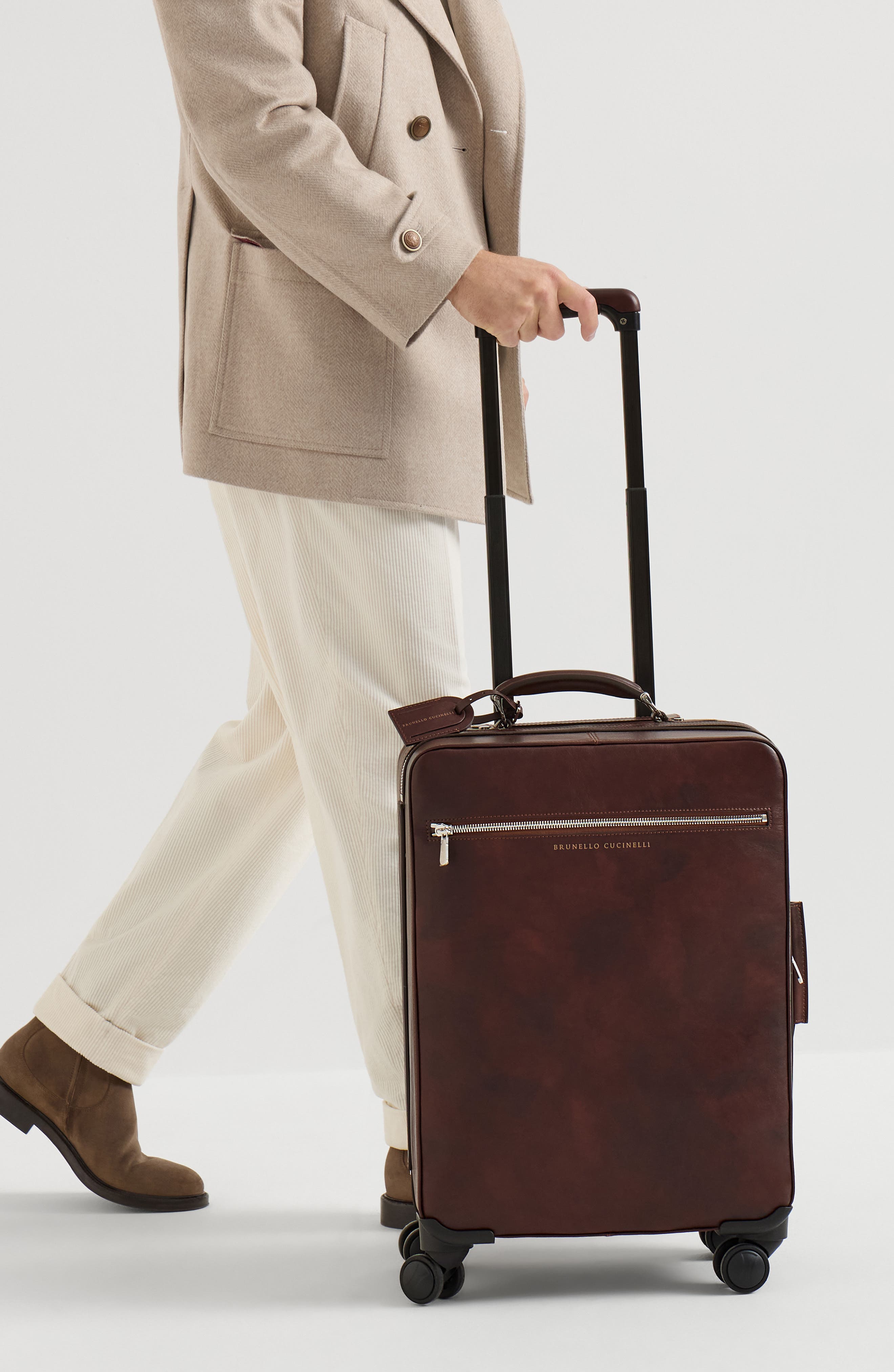 Calfskin suitcase, Alternate, color, Burgundy