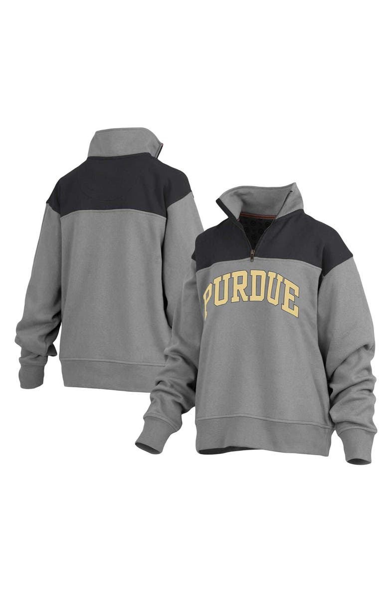 PRESSBOX Women's Pressbox Gray Purdue Boilermakers Avon Fleece Quarter-Zip Jacket, Main, color, Gray
