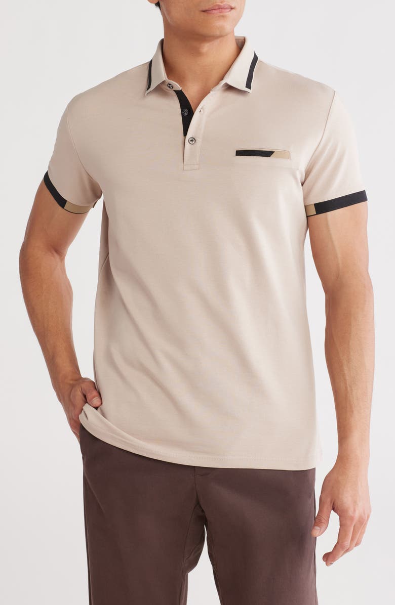 T.R. PREMIUM Slim Fit Stretch Polo, Main, color, Stone