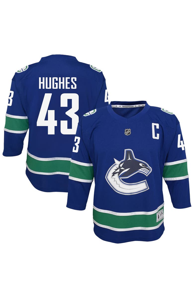 Outerstuff Youth Outerstuff Quinn Hughes Blue Vancouver Canucks Alternate Replica Player Jersey, Main, color, Blue