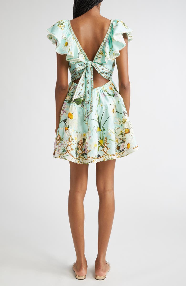 Camilla Floral Freefall Tiered Linen Minidress, Alternate, color, Floral Freefall