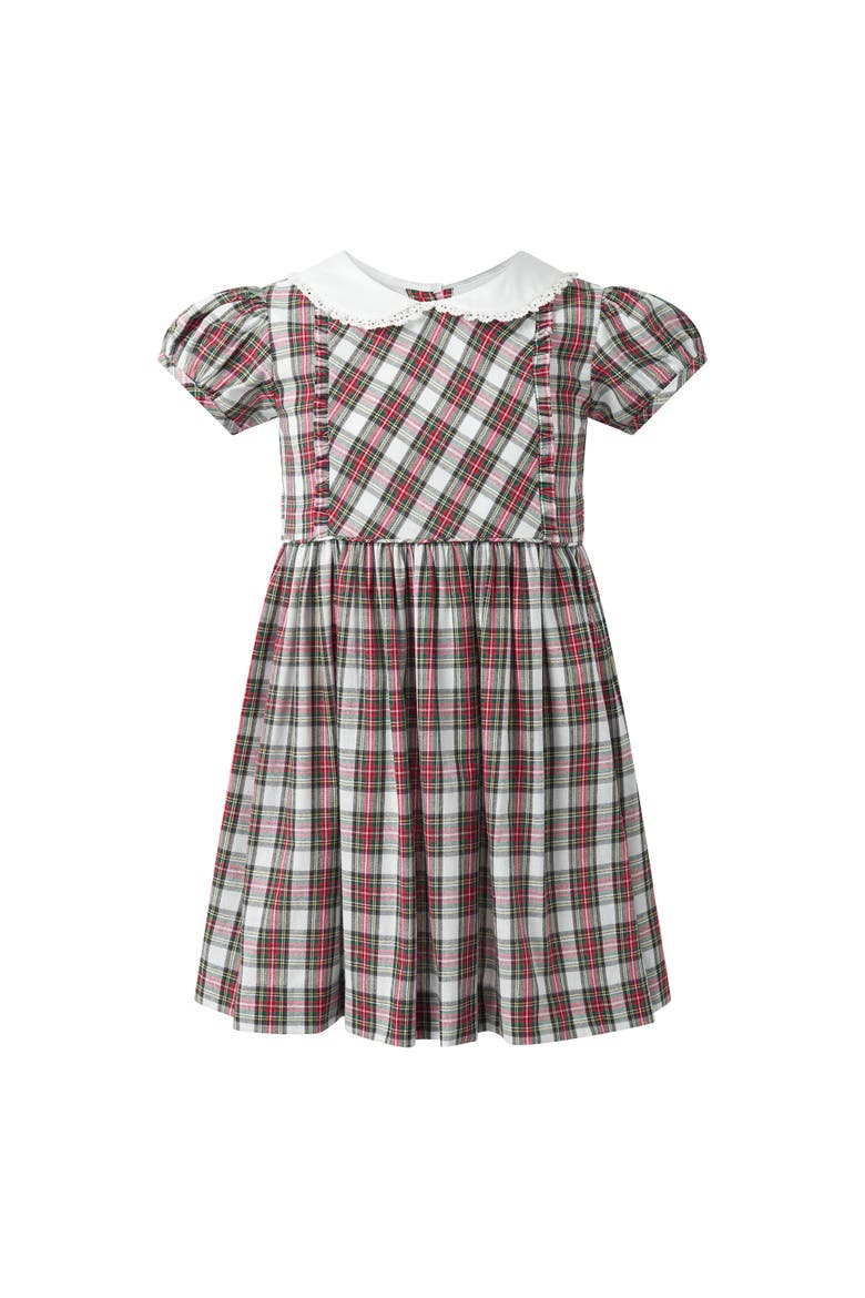 Ivory Tartan Frill Front Dress, Alternate, color, Red