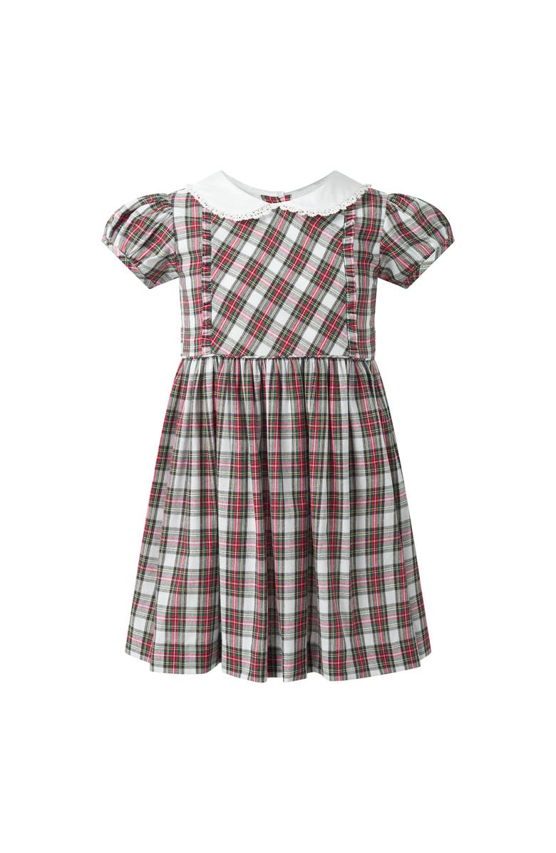 Rachel Riley Ivory Tartan Frill Front Dress, Alternate, color, Red