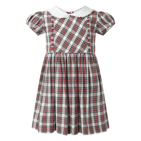 Ivory Tartan Frill Front Dress