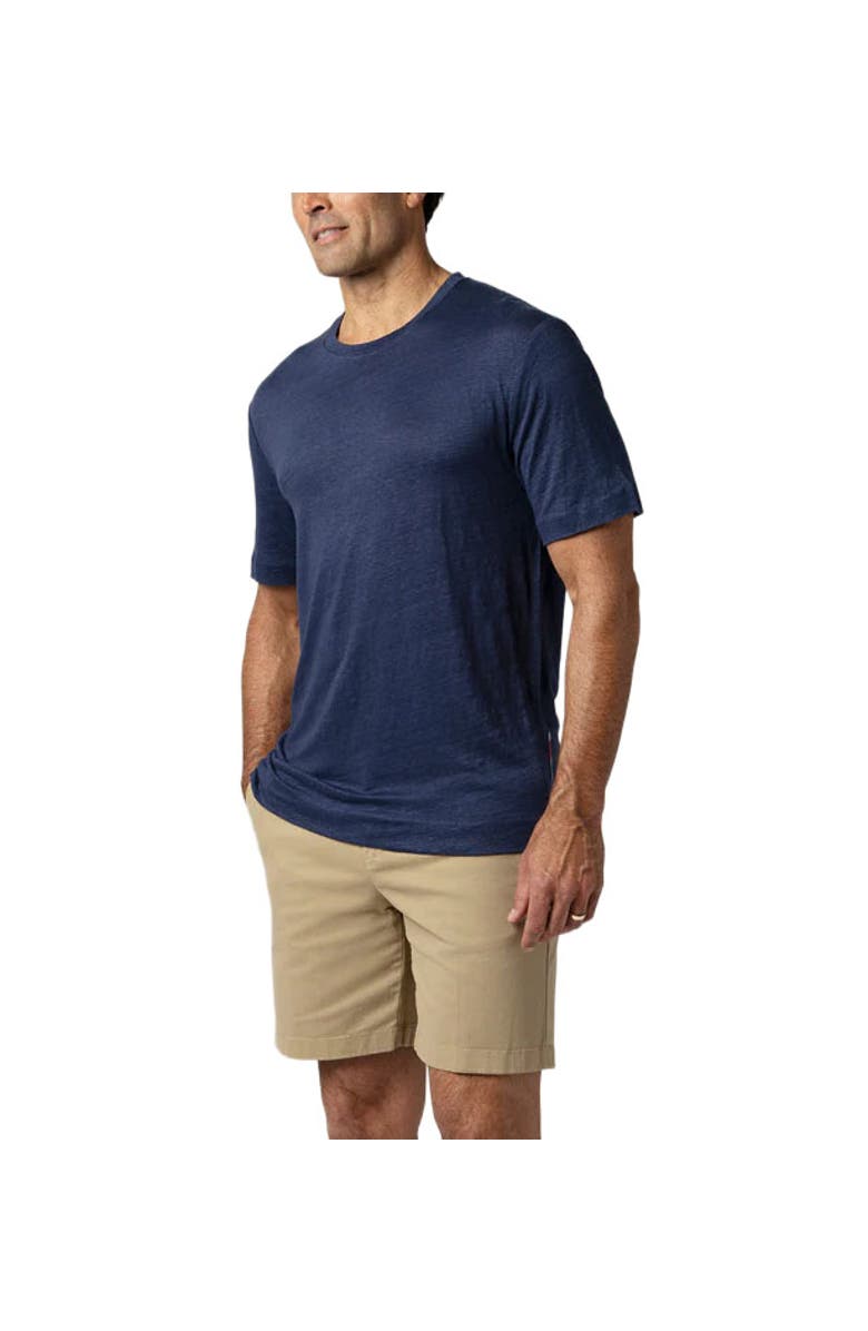 Robert Talbott Davis Linen Jersey Tee, Main, color, Navy