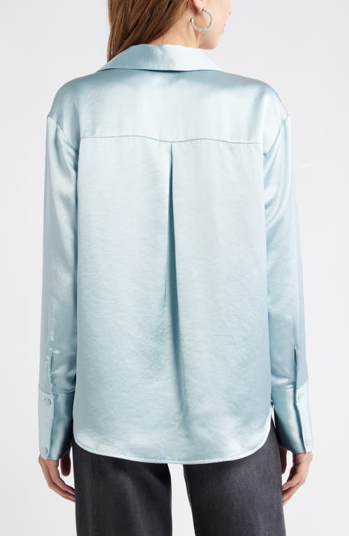 Open Edit Relaxed Fit Satin Button-up Shirt In Blue