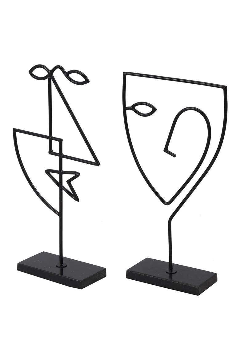 Posie Set of 2 Statues, Alternate, color, MATTE BLACK