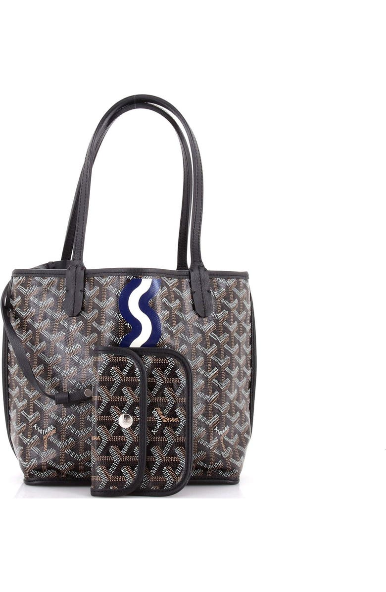 Pre-Owned Goyard Anjou Reversible Tote Printed Coated Canvas Mini, Alternate, color, Black