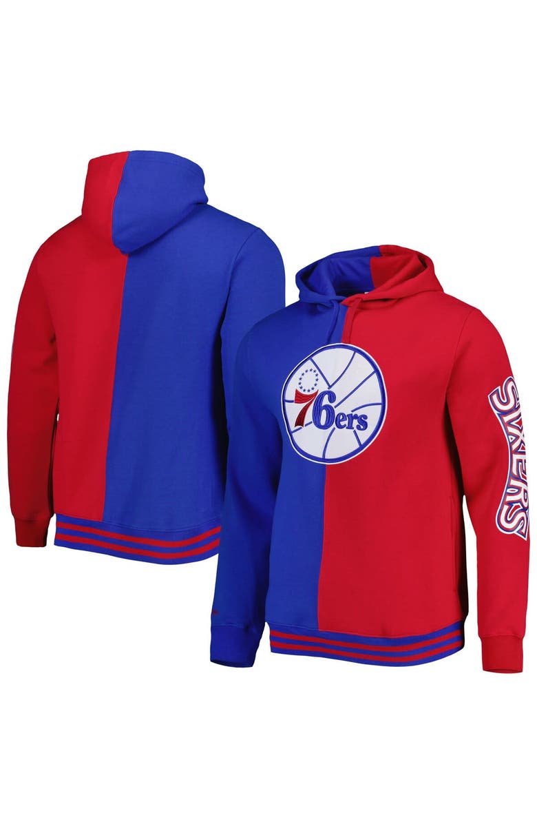 Mitchell & Ness Men's Mitchell & Ness Royal/Red Philadelphia 76ers Hardwood Classics Split Pullover Hoodie, Main, color, Royal