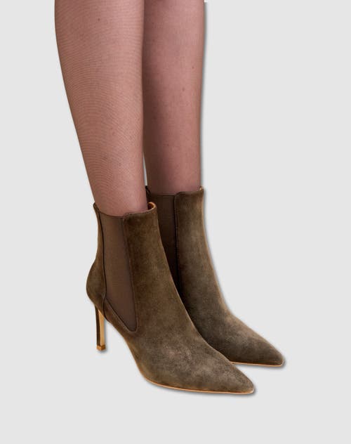 Mi/mai Dora Suede Pointy Ankle Boot In Brown