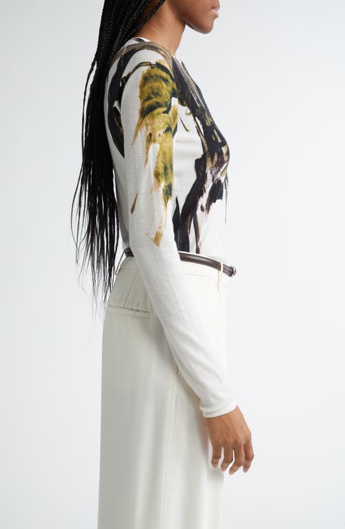 Jason Wu Collection Brushstroke Print Merino Wool Crewneck Sweater