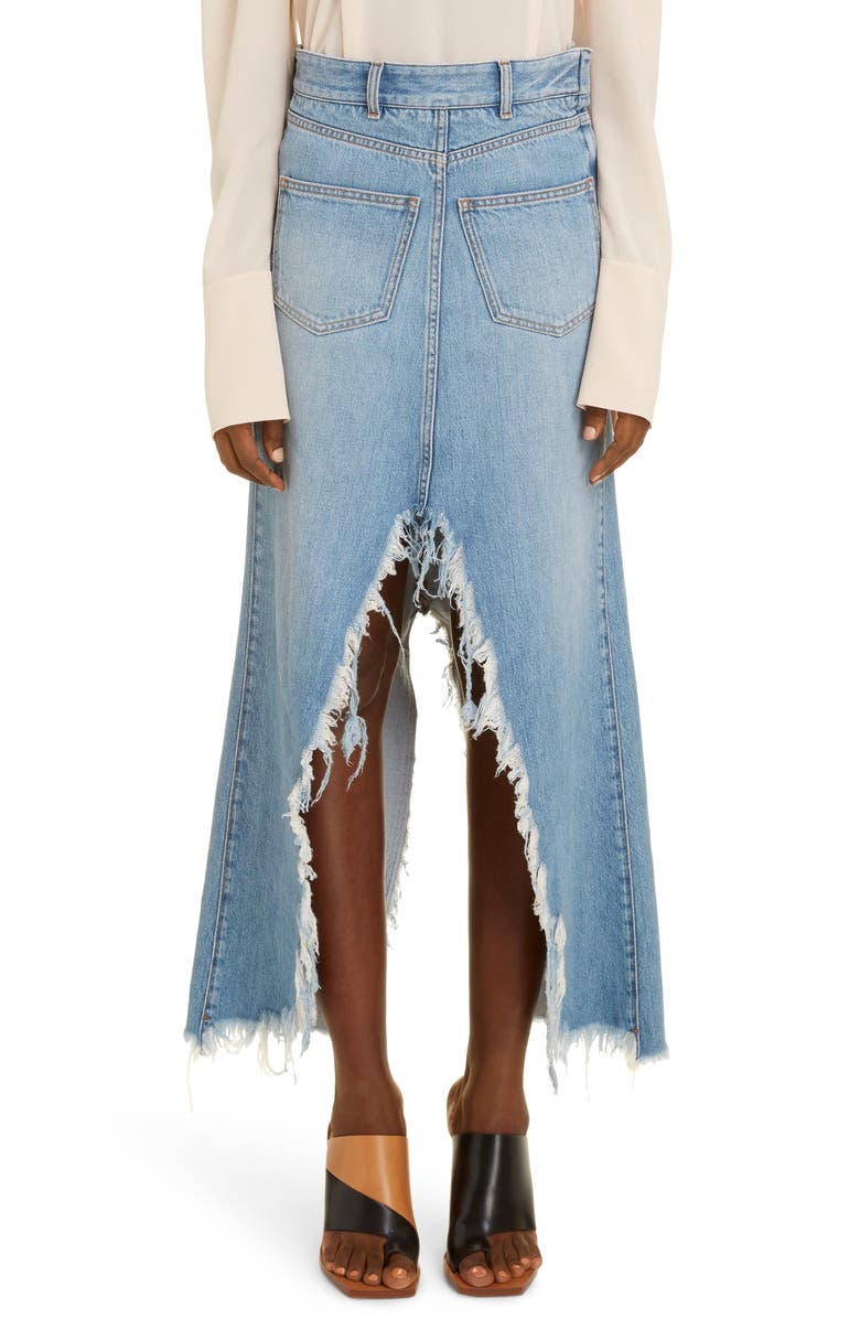 Givenchy Raw Hem Denim Midi Skirt, Main, color,