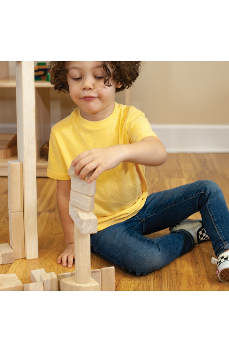 Kaplan Early Learning Company Unit Block Supplement Set 1 - 60 Pieces in 14 Shapes, Alternate, color, Beige