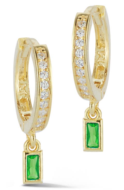 Baguette Drop Pavé Huggie Hoop Earrings