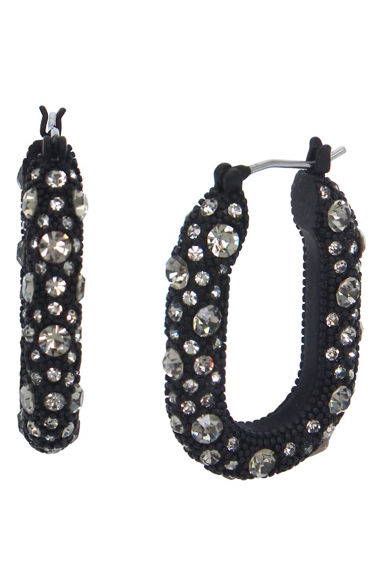 AllSaints Pavé Crystal Hoop Earrings, Alternate, color, Black