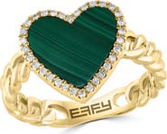 EFFY Diamond & Malachite Heart Ring