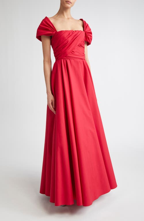 Giambattista Valli Convertible Neckline Cotton Poplin Ballgown In Red