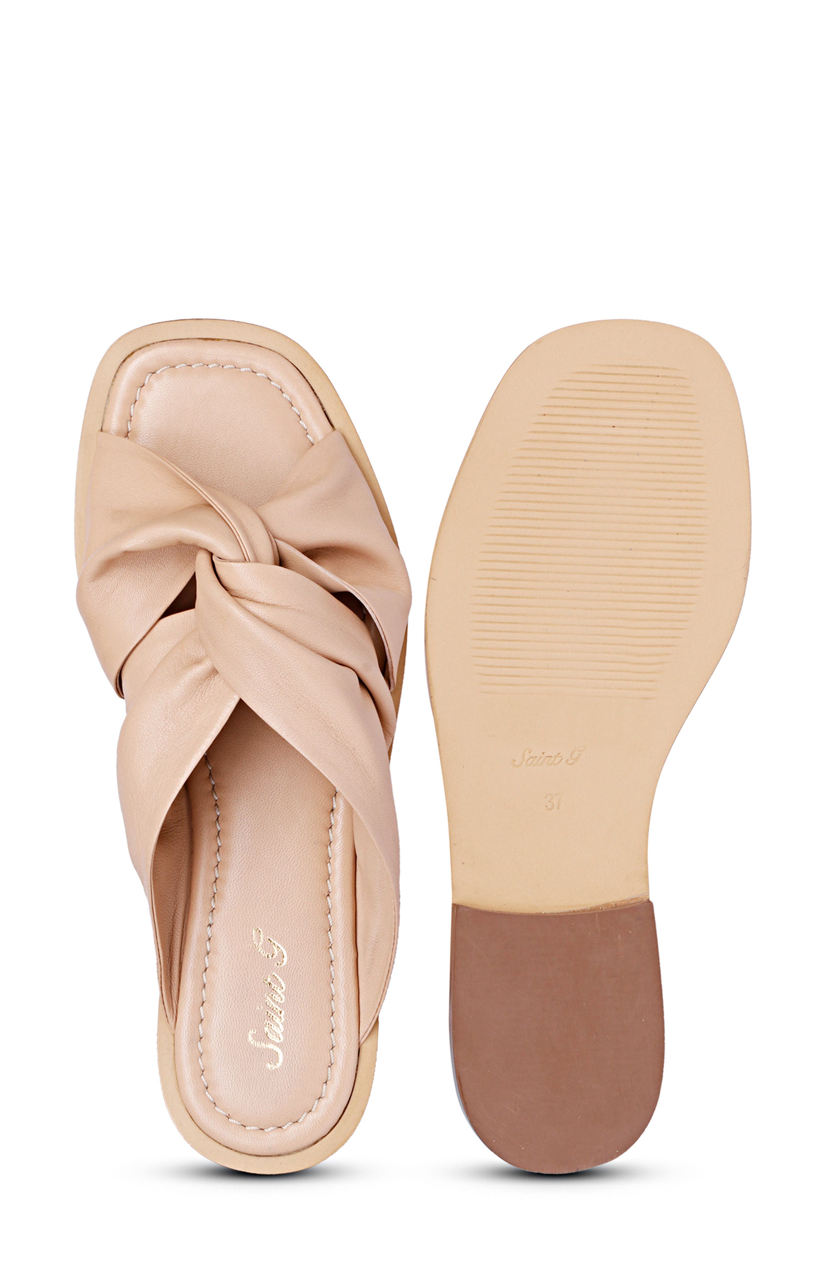 Taylor Leather Crisscross Slide Sandal, Alternate, color, BEIGE