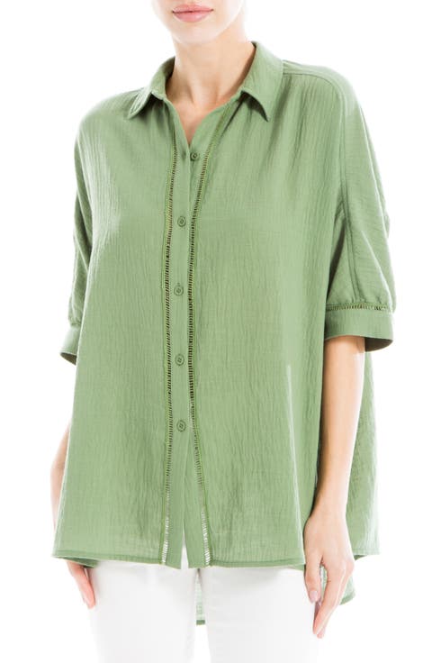 Oversize Elbow Sleeve Button-Up Shirt