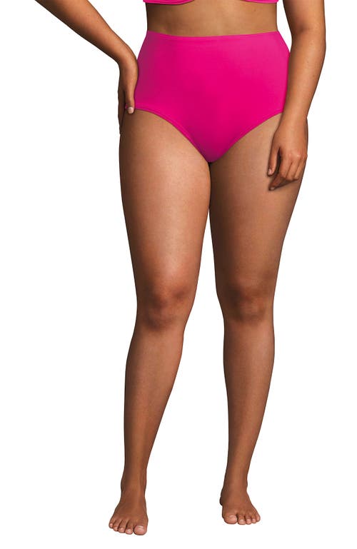 Lands' End Plus Size Sculpting Suit High Waisted Bikini Bottoms In Prism Pink