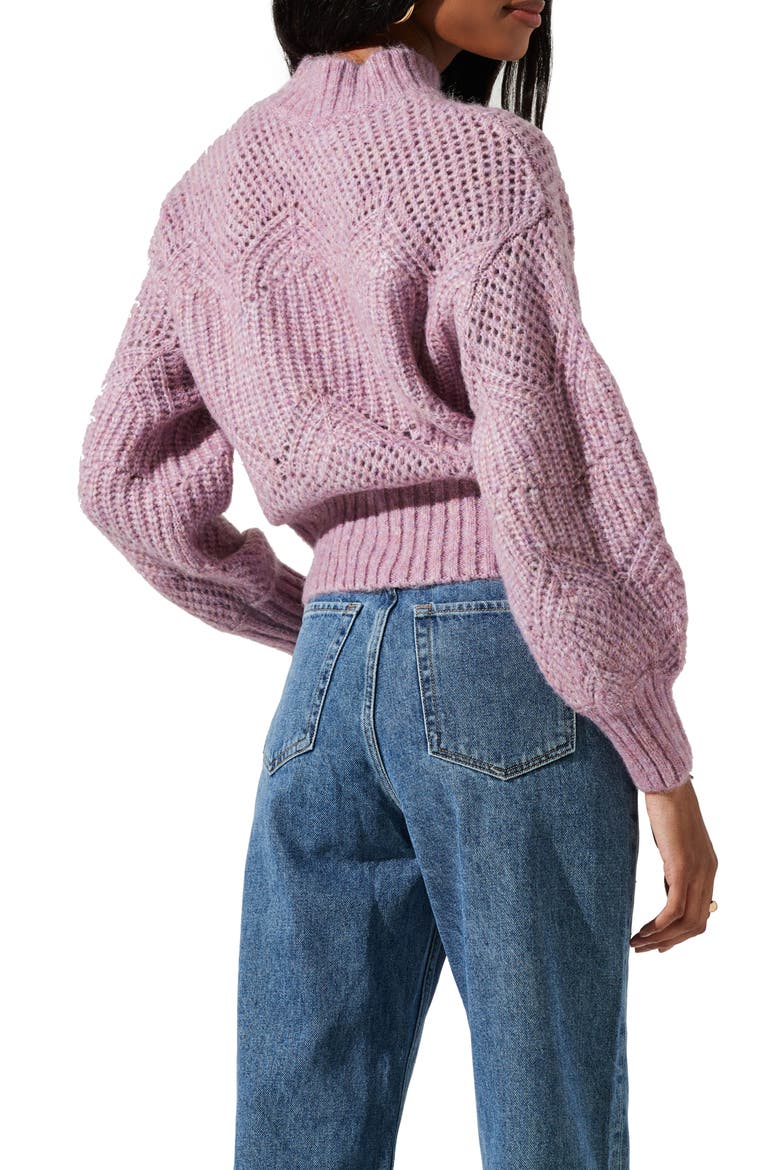 Serenity Balloon Sleeve Pointelle Sweater, Alternate, color, LILAC