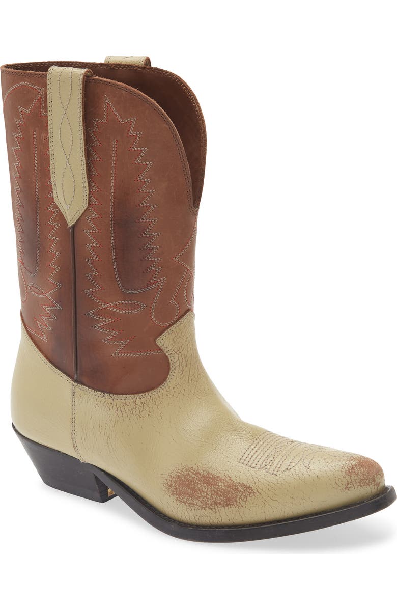 Golden Goose Wish Star Short Western Boot, Main, color, Cream/ Brown
