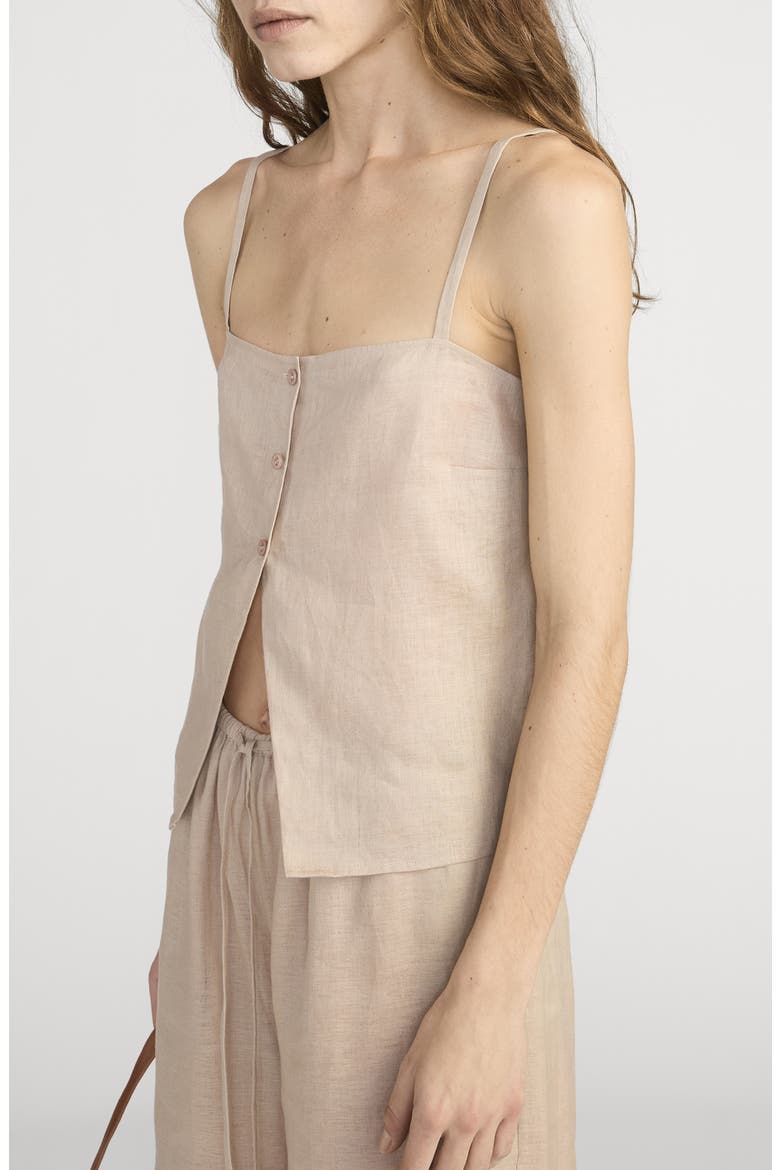 The Linen Button Camisole, Alternate, color, FLAX