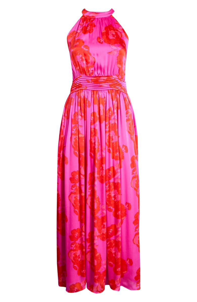 SUGARLIPS Lailah Floral Balboa Landy Halter Neck Maxi Dress, Alternate, color, Magenta-Red