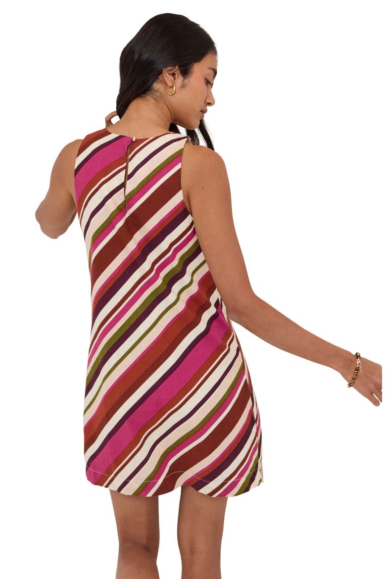 Palmermo Stripe Sleeveless Minidress, Alternate, color, BROWN