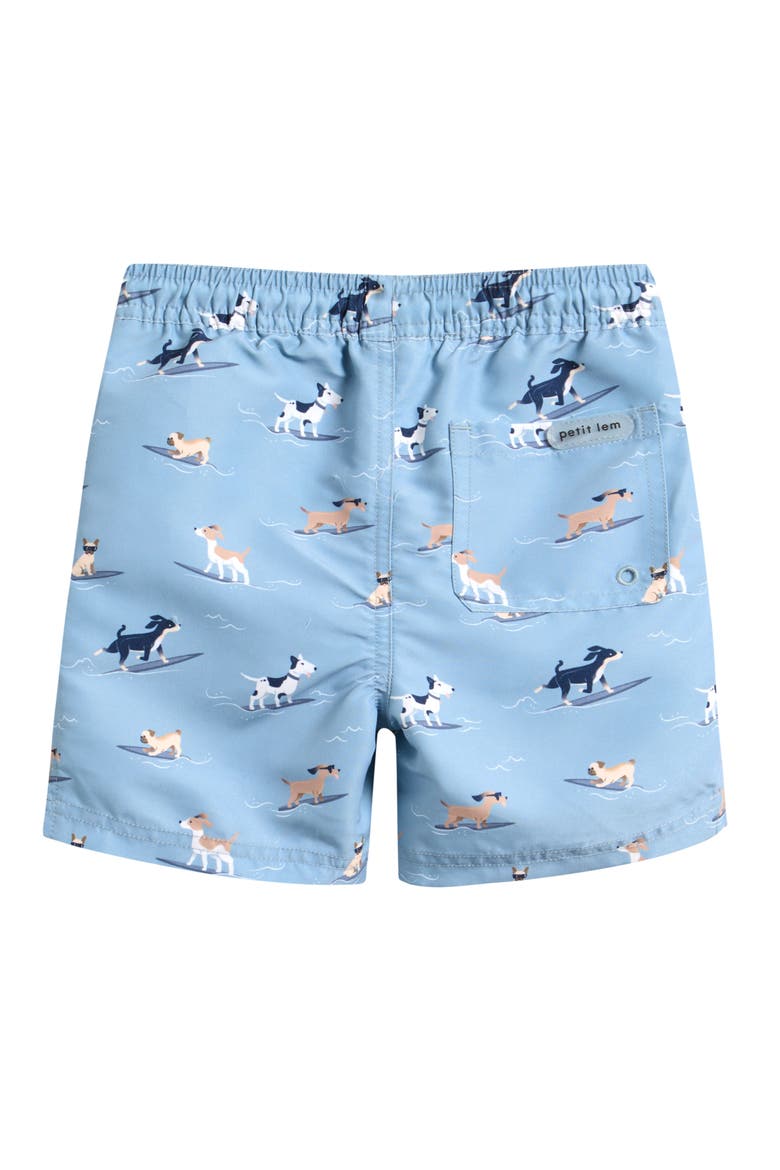 Kids' Surfing Pups Print Swim Trunks, Alternate, color, BLUE