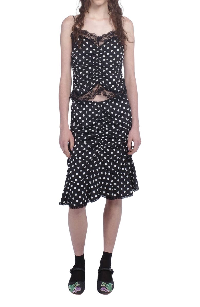 Anna Sui Polka Dot Ruched Skirt, Alternate, color, 