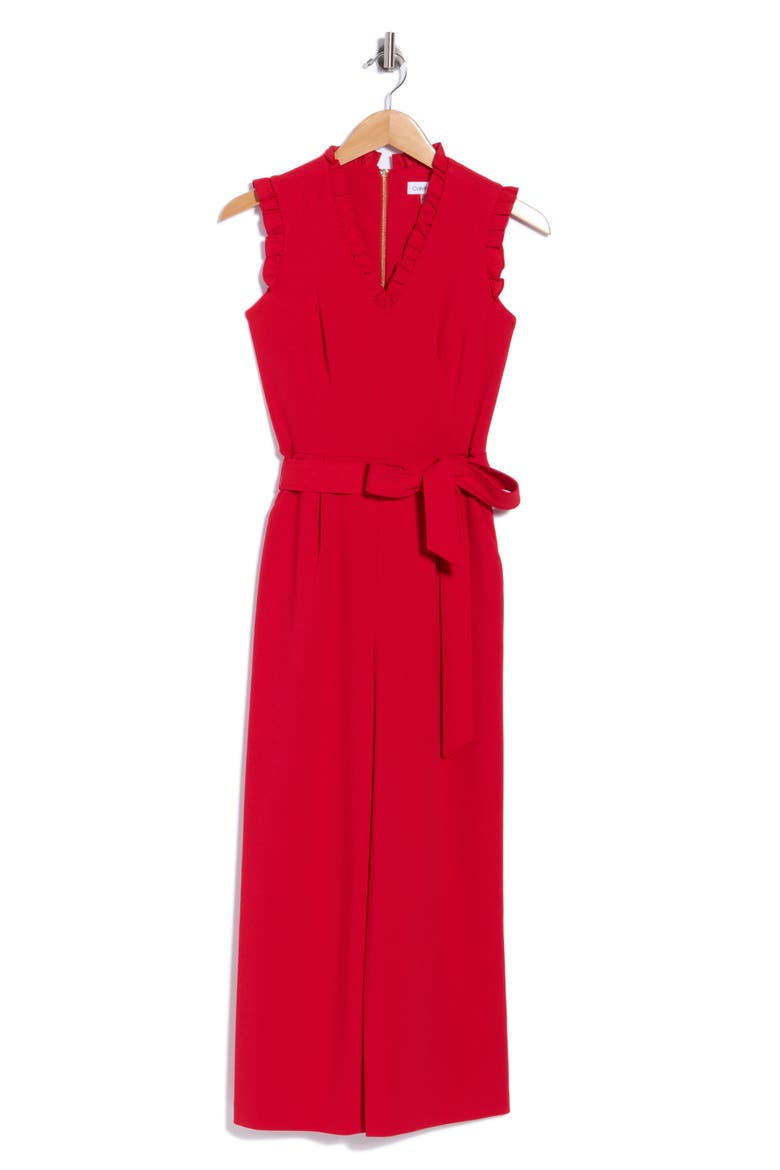 Ruffle Wide Leg Jumpsuit, Main, color, RED