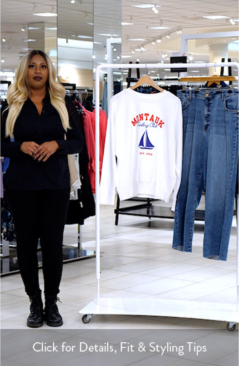 Montauk Sailing Embroidered Fleece Graphic Sweatshirt, sales video thumbnail