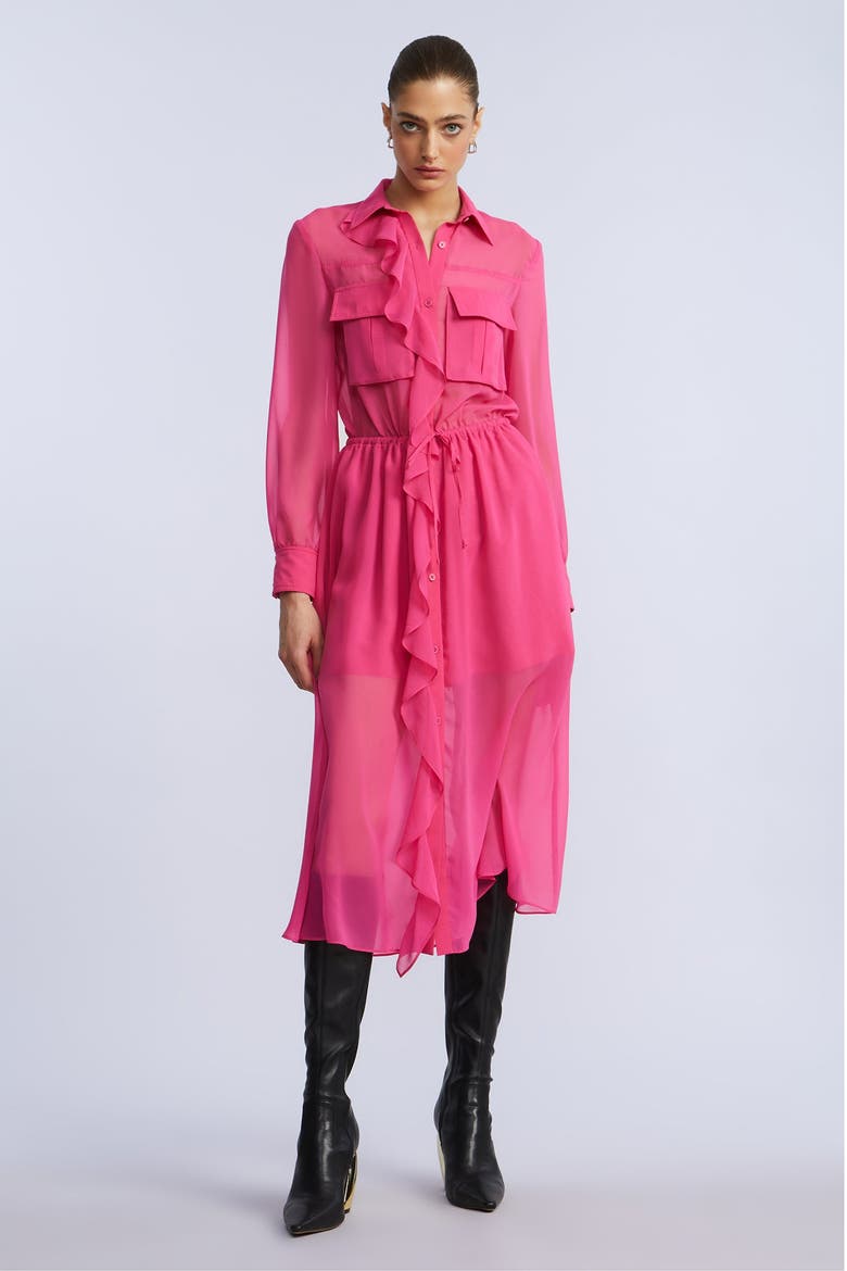Solid Ruffle Dress, Main, color, Fuchsia Purple