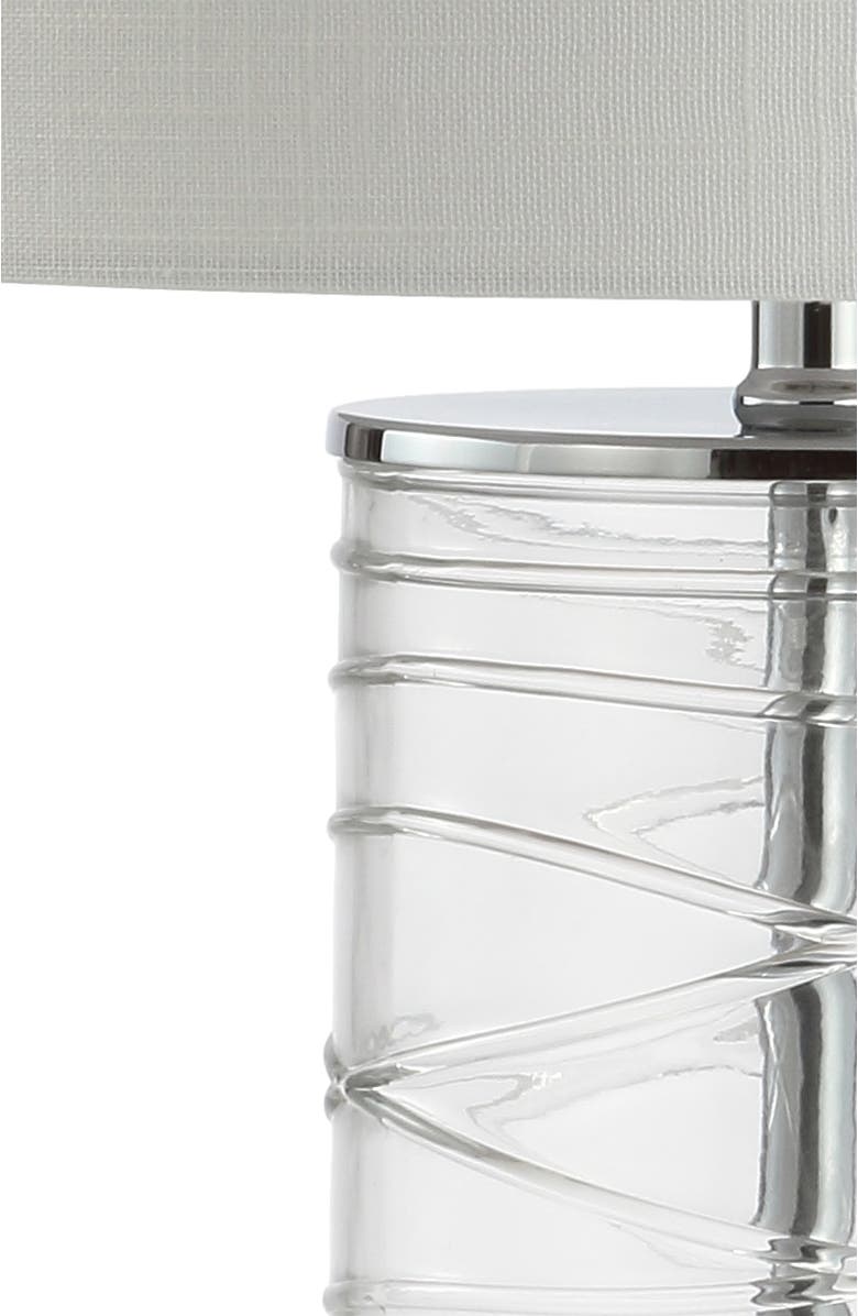JONATHAN Y Cole 27.5" Modern Fused Glass Cylinder LED Table Lamp, Alternate, color, Clear