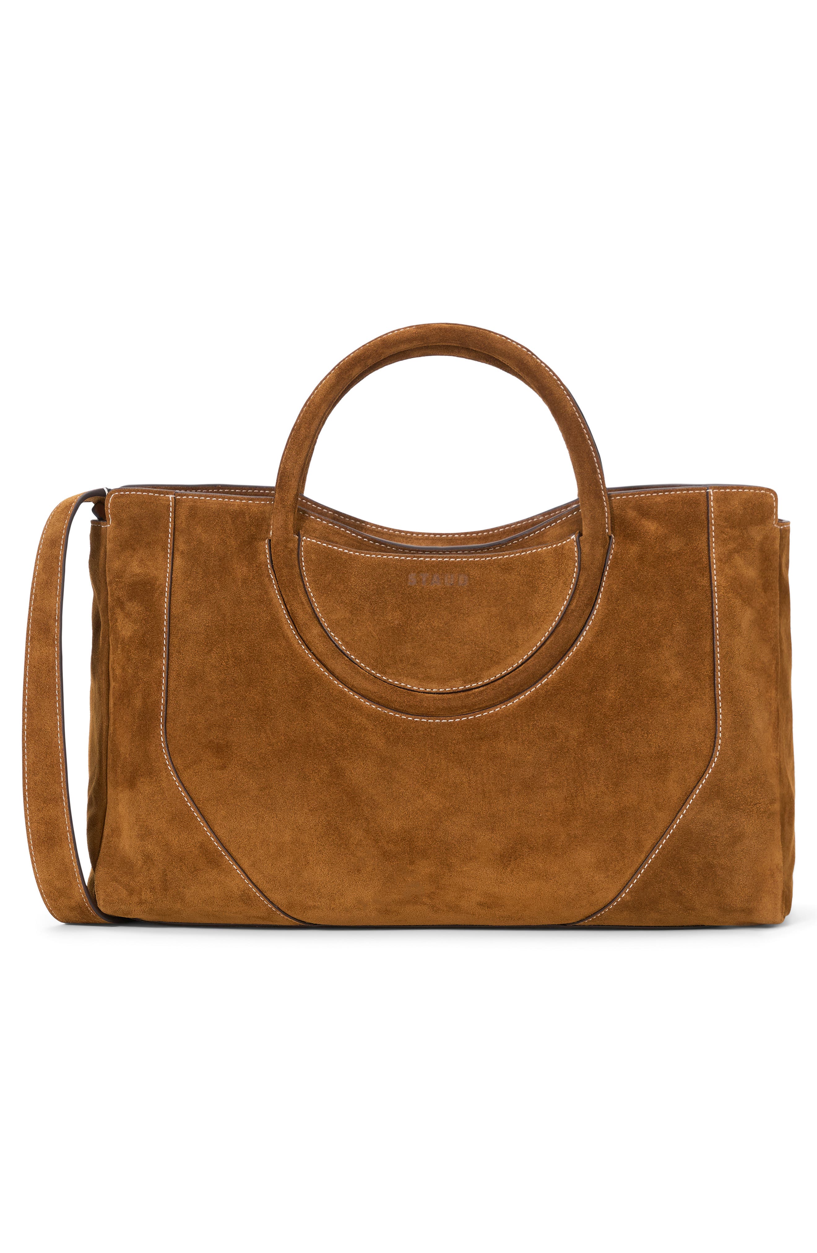 STAUD Maude Leather Satchel, Alternate, color, Tan