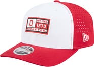 New Era Men's New Era White/Scarlet Ohio State Buckeyes Perforated Patched 9SEVENTY Adjustable Hat