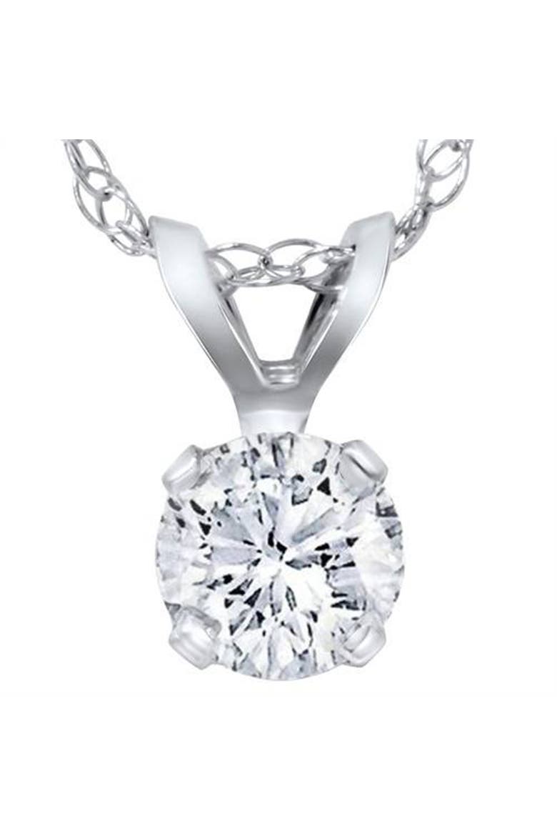 3/4ct Lab Grown Diamond Round Solitaire Pendant 14K Gold Necklace, Main, color, 14k White Gold