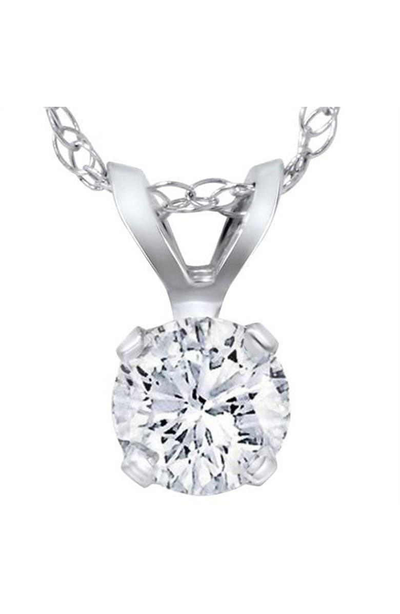 Bliss Diamond 3/4ct Lab Grown Diamond Round Solitaire Pendant 14K Gold Necklace, Main, color, 14K White Gold