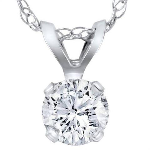 3/4ct Lab Grown Diamond Round Solitaire Pendant 14K Gold Necklace