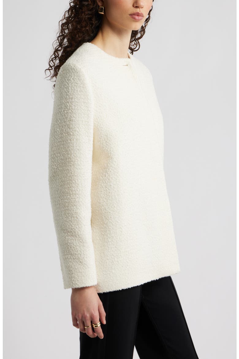 Collarless Pleat Back Jacket, Alternate, color, IVORY