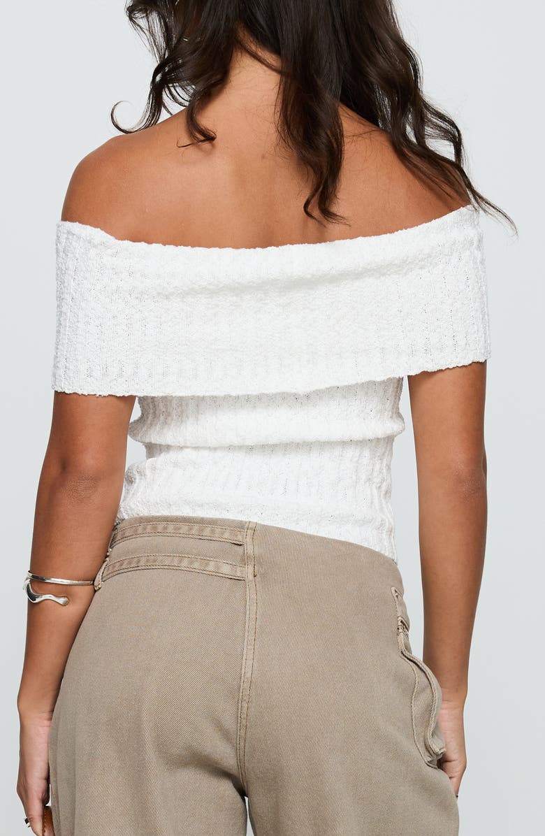 Princess Polly Murmur Foldover Off the Shoulder Rib Top, Alternate, color, White