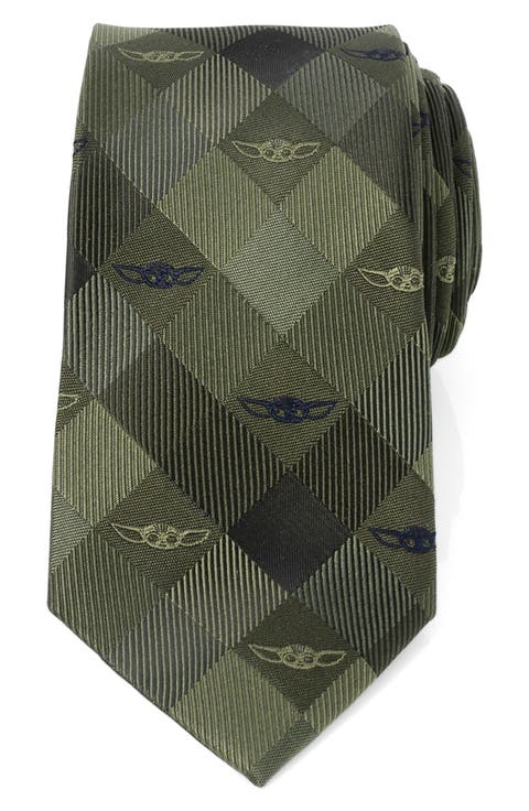 Star Wars Grogu Plaid Silk Blend Tie