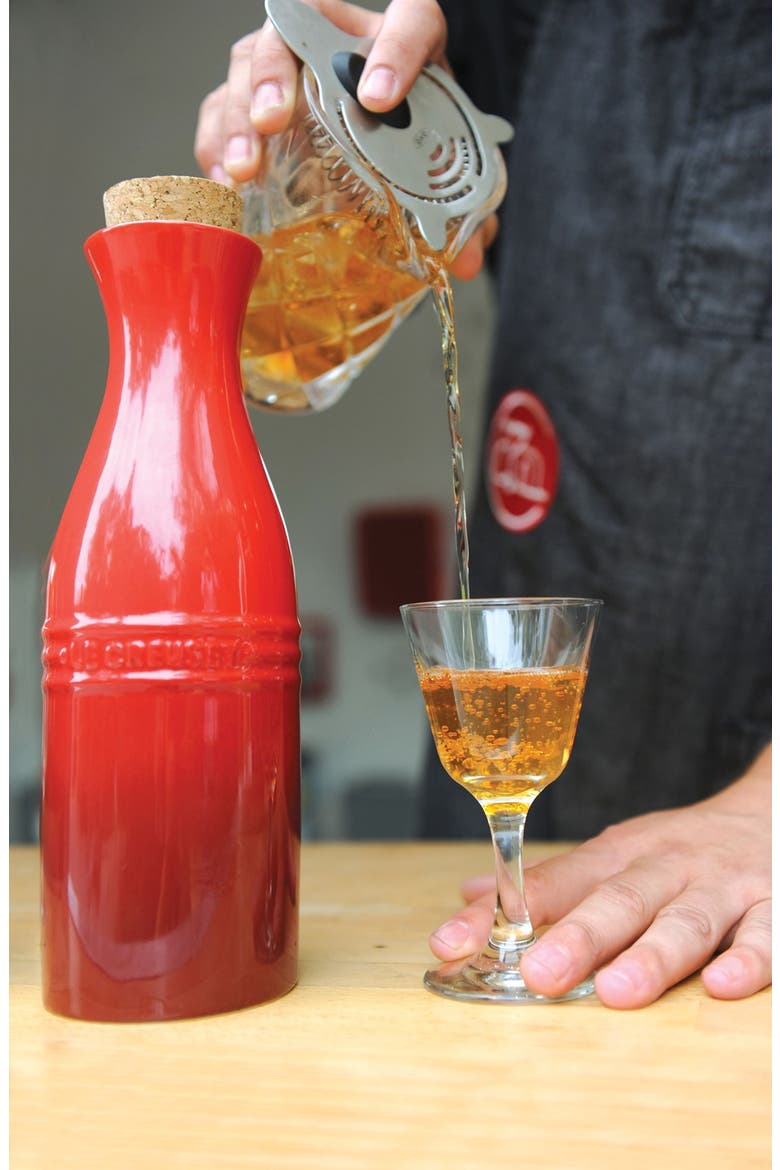 Glazed Stoneware Wine Carafe with Cork, Alternate, color, CHERRY