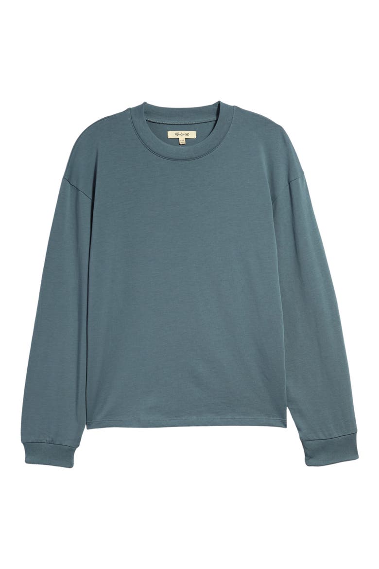 Essential Long Sleeve Supima® Cotton T-Shirt, Main, color, STEELY OCEAN