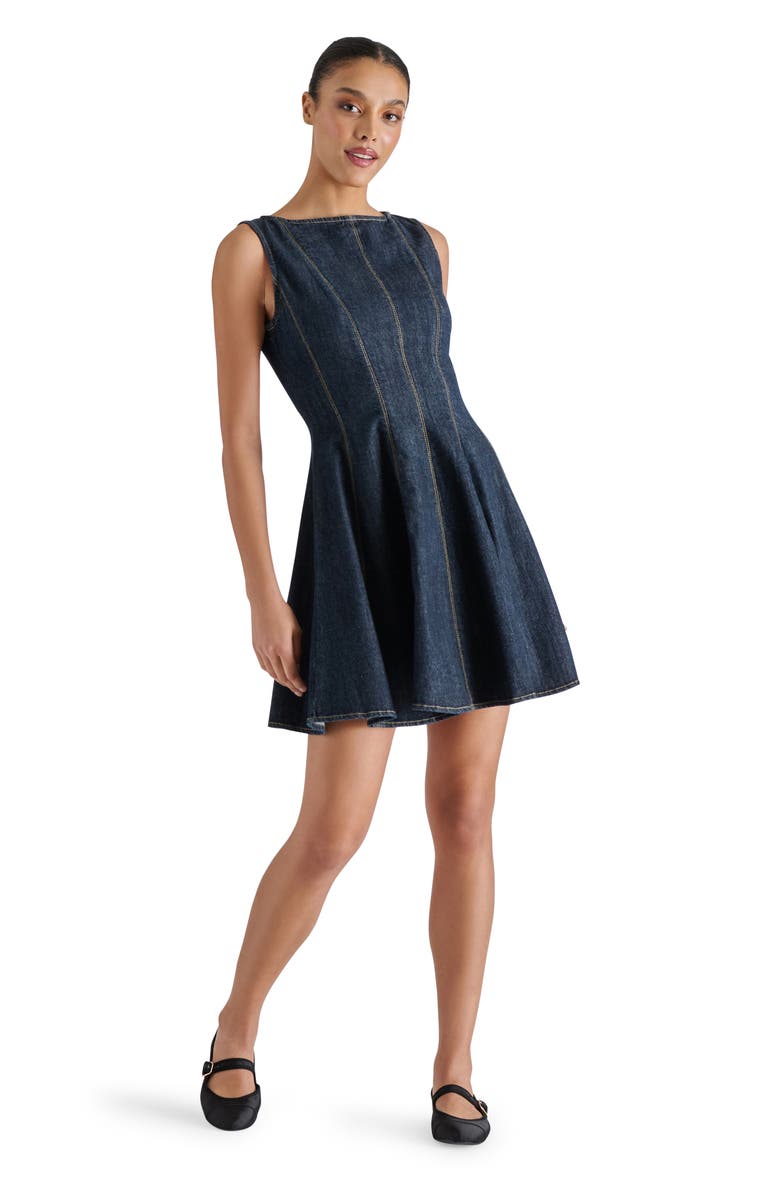 Steve Madden Nili Denim Fit & Flare Minidress, Alternate, color, Washed Denim